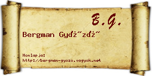Bergman Győző névjegykártya